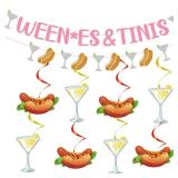 Hokinaa Tinis Banner Decorations - 10 Pcs Pink Glitter Martini Bar Bachelorette Party Banner Bridal Shower Party Decor Supplies Martini Hot Dog Cocktail Themed Bar Decorations Supplies