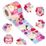 ANGOLIO 300 Valentines Heart Hedgehog Roll Stickers for Kids Scene Roll Make Your Own Hedgehog Stickers Heart Animals Self-Adhesive Stickers Valentine
