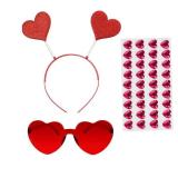 eyigylyo Valentines Day Heart Headband Sequin Boppers Head and Heart Shape Sunglasses Red Heart Face Sticke Heart Accessories for Party Props Holiday Wedding Birthday 4 Pack