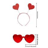 eyigylyo Valentines Day Heart Headband Sequin Boppers Head and Heart Shape Sunglasses Red Heart Face Sticke Heart Accessories for Party Props Holiday Wedding Birthday 4 Pack