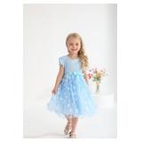 Sinhoon Toddler Girl Tulle Dress Summer Ruffle Sleeveless Baby Girl Fashion Casual Dresses(blue,9-12M)