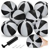 8 Pack 7 Inch Mini Rubber Basketballs Set Small Basketball with Air Pump Mini Hoop Junior Size 3 Basketballs for Beginner Arcade Games Indoor Outdoor Pool Party Favors(Black and Silver)