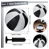 8 Pack 7 Inch Mini Rubber Basketballs Set Small Basketball with Air Pump Mini Hoop Junior Size 3 Basketballs for Beginner Arcade Games Indoor Outdoor Pool Party Favors(Black and Silver)