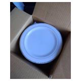 bUCLA 100Pieces Silver Plastic Plates - 6.25inch White with Silver Rim Disposable Salad/Dessert/Appetizer/Small Cake Plates for Weddings, Parties&Gathering