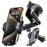 [2025 True Military-Grade] Car Phone Holder VANMASS [Upgraded Strongest Suction & Clip] Cell Phone Mount for Dashboard Windshield Vent,Truck Cradle Stand for iPhone 16 Pro Max 15 14 13 Samsung Android