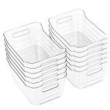 Tiawudi 12 Pack Plastic Storage Bins, Multi-Use Organizer Bins, Pantry Organizer, Clear Storage Containers for Home, Kitchen, Office, Cabinet, Shelf and Fridge Organization
