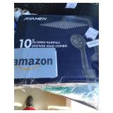 Ryamen Upgraded Dual Shower Heads Combo, 10 inch Filtered Shower Head with Handheld, 3-Way Rain Shower Head with Filters, 7 Settings Handheld Spray, High Pressure, Height Adjustable (Black)