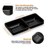 Gejoy 12 Pcs Dual Dipping Sauce Bowls Soy Sauce Dish Bowls Two Compartments Party Trays Divided Fondue Plates for Restaurant Kitchen Sushi Soy (Black)