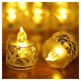 SupBri 12 Pack Crystal LED Tea Light Candles, Battery Operated, Flameless, Kids & Pets Friendly, Long Battery Life, Modern Design for Decoration, Wedding, Party, Dating, Festival Celebration, Dinner