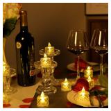 SupBri 12 Pack Crystal LED Tea Light Candles, Battery Operated, Flameless, Kids & Pets Friendly, Long Battery Life, Modern Design for Decoration, Wedding, Party, Dating, Festival Celebration, Dinner