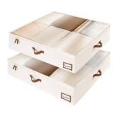StorageWorks Underbed Storage Box, Under Bed Clothes Organizer With Sturdy Structure and Ultra Thick Fabric, Beige, 33\" L x 31\" W x 6 Â¾ \"H, 2 pack
