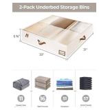 StorageWorks Underbed Storage Box, Under Bed Clothes Organizer With Sturdy Structure and Ultra Thick Fabric, Beige, 33\" L x 31\" W x 6 Â¾ \"H, 2 pack
