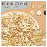 SANNIX 156Pcs Letter Charms for Jewelry Making, A-Z Capital Alphabet Charms Initial Letter Charm Number Charm with 200Pcs Jump Rings for Bracelets Earrings Necklace, KC Gold