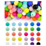 180PCS FIVEIZERO Silicone Beads â 30 Colors 12mm Round Rubber Beads Bulk for DIY Crafts, Keychain Accessories & Jewelry Making