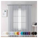 Chyhomenyc Light Grey Sheer Curtains 84 Inch Length 2 Panels, Light Filtering Soft Airy Voile Rod Pocket Sheer Window Drapes for Bedroom Living Room, Each 42Wx84L Inches