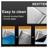BESTTEN 2 Pack 2-Gang Decor Metal Wall Plate with Protective Film, Standard Size, Decorator Outlet Cover, Industrial Grade Stainless Steel, H4.53â x W4.57â, Brushed Finish, Silver
