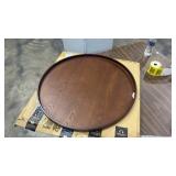 Extra Large Round Solid Wood Serving Tray, Classic Tea Coffee Table Wooden Decorative Ottoman Tray Server for Breakfast in Bed Snack Food Kitchen Party Bar, Raised Edge (27.6inch/70cm) Walnut - Retail