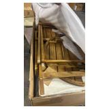 Giantex 3Pcs Patio Bistro Set, Wood Folding Table Set, 2 Cushioned Chairs for Garden Yard, Outdoor Furniture Round Table (Natural & Beige) - Retail: $0