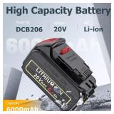 PENGJBATTER 2 Packs 6.0Ah Replace Battery for DeWalt 20V Battery, High-Capacity Lithium Baterias Compatible with DeWalt 20V Max Battery DCB206 DCB205 DCB207 & 20 Volt DCF/DCD/DCG Series Power Tools - 