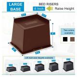 Bed Risers 2 inch, 3 inch, 4 inch, 5 inch, 6 inch Heavy Duty, Oversized Furniture Riser for Couch Sofa Table Desk Chair Recliner Leg Frame Dorm, Support up to 6000 Lbs (Dark Brown 4 Pack, 6 inch) - Re
