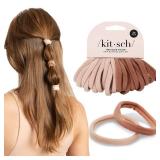 Kitsch Hair Ties No Damage - Strong, Stretchy & Snag-Free Hair Bands | Soft Nylon Ponytail Holders, Stylish Elastics for Everyday Hairstyles | Ideal Gifts for Women - Blush, 10pcs - Retail: $8