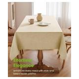 Pureegg Rectangle Linen Tablecloth Waterproof & Stain Resistant, Wrinkle-Free Table Cloth Adds Elegance and Protection, Ideal for Dining, Party, Wedding and Outdoor, 60 x 84 Inch, Beige - Retail: $15