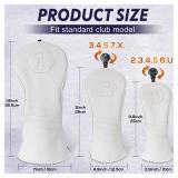 Golf Club Head Covers for Woods and Drivers, Premium PU Leather Striped Simple Golf Club Covers, Golf Headcovers Set All White (Set/D F H) - Retail: $43