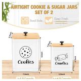SUGAR LABEL, NOT CANDIES Reallnaive 2 Pcs Cookies and Candies Jar with Airtight Bamboo Lid and Spoon Large Capacity Metal Cookies Candies Jars with DIY Labels Farmhouse Food Storage Containers for Kit