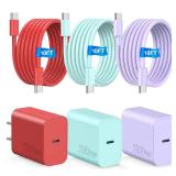 Compatible with iPhone 17 16 15 Fast Charger,Type C Charger Block,USB C Wall Charger Block with 3Pack 10ft USB C to C Charging Cable Compatible with iPhone 17/16/Pro/Plus/15/Pro/Pro Max,Samsumg Galay 