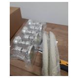 Eldnacele Flameless Battery Operated Flickering Taper Candles with Remote Timer, LED Window Candles with Suction Cups, Set of 6 Silver Holders for Party Home Christmas Decoration - Retail: $13