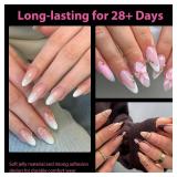 UNA GELLA Almond Gel Nail Tips, 504PCS Pre Etched Clear Fake Nails Tips Medium Almond Shape - 12 Sizes Full Cover Soft Acrylic Press On Nail Extensions No C Curve Gift for Diy at Home - Retail: $10