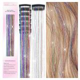 6Pcs Fairy Hair Tinsel Clip Kit - 20Inch Heat Resistant, Sparkly Hair Accessories for Women, Girls & Kids (Colorful) - Retail: $2,358