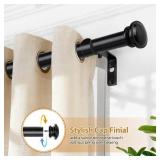 TONIAL Curtain Rod 32 to 58 Inch(2.6-4.8ft), Telescoping Splicing 3/4 Drapery Rods for Windows 20 to 53 Inch(1.7-4.4ft), Decorative Single Rod with Small Cap Finial, Black - Retail: $10