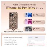GVIEWIN for iPhone 16 Pro Max Case Compatible with MagSafe, [Military Grade Protection] [Screen Protector] Full Camera Protection Floral Translucent Women Magnetic Phone Case, Apricot Blossom/Brown - 