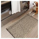 LEEVAN Small Bathroom Rug 2' x 3', Washable Natural Entryway Rug, Low Profile Reversible Front Door Mat, Farmhouse Kitchen Mat Modern Carpet for Bedroom/Porch/Back Door Decor - Retail: $24