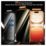 TOCOL Privacy Screen Protector for 17 Pro Max / 16 Pro Max 6.9 inch 9H Hardness Military Grade Shatterproof HD Tempered Glass for 17 ProMax Full Coverage Easy Installation 2 Pack - Retail: $17