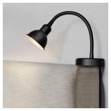 Solfres Innovative Design Rechargeable Headboard Reading Light. No Drilling Book Light for Bedtime Reading. Dimmable LED Lamp with Bulb. Movable & Flexible, Black - Retail: $33