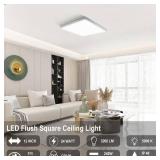 12 inch Square LED Ceiling Light, 3200LM 24W 5000K DayLight Super Bright Ceiling Lights, White Flush Mount LED Lamp, Recessed Lighting fixtures for Kitchen Bathroom Bedroom Hallway Office Garage - Ret