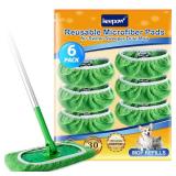 KEEPOW Reusable Wet Pads Refills Compatible with Swiffer Sweeper Mop, Dry Sweeping Cloths, Microfiber Wet Mopping Cloths for Hardwood Floor Cleaning, 6 Pack (Mop is Not Included) - Retail: $6