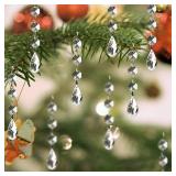 Christmas Ornaments Crystal Tree Decorations, 30Pcs Acrylic Clear Hanging Crystals for Centerpieces Teardrop Chandelier Garland Beads for Xmas Wedding Party Home Decor - Retail: $10