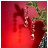 Christmas Ornaments Crystal Tree Decorations, 30Pcs Acrylic Clear Hanging Crystals for Centerpieces Teardrop Chandelier Garland Beads for Xmas Wedding Party Home Decor - Retail: $10