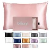 Blissy Silk Pillowcase - 100% Pure Mulberry Silk - 22 Momme 6A High-Grade Fibers - Silk Pillow Cover for Hair & Skin - Regular, Queen & King (Pink, King) - Retail: $110