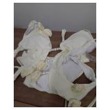 WDIRARA Women's 3D Floral Cut Out One Piece Swimsuit Deep V Neck Tie Halter Backless Swimwear Beige Medium - Retail: $30