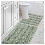 H.VERSAILTEX Bathroom Rugs Bath Rug Set 2 Piece Bathroom Contour Rug Toilet Mat Sets Non Slip Contour Bath Rug Ultra Thick Water Absorbent Striped Bath Mats Washable(20\' x 32\' Plus 20\' x 20\' U, Sa
