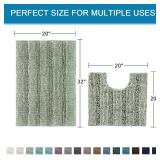 H.VERSAILTEX Bathroom Rugs Bath Rug Set 2 Piece Bathroom Contour Rug Toilet Mat Sets Non Slip Contour Bath Rug Ultra Thick Water Absorbent Striped Bath Mats Washable(20\' x 32\' Plus 20\' x 20\' U, Sa