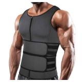 SHAPERIN Men Neoprene Sauna Waist Trainer Trimmer Vest with Adjustable Double Straps,Workout Compression Sauna Suit Sweat Vest - Retail: $40