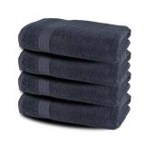 Textila Bath Towels - 30x60 Inch 100% Cotton Towels, Super Soft, Highly Absorbent & Lightweight - Ideal for Everyday Use, Spa & Hotel (Dark Grey - Pack of 4)