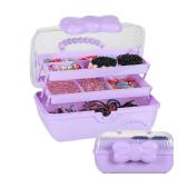 CRACKED PLASTIC Huniupore Hair Accessories Organizer for Girls Headbands, Clips, Ties Baby Girl Supplies, Lockable Three-layer Folding Craft Organizers and Storage Plastic Jewelry Box,10.8 * 5.9 * 5.7
