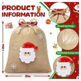 PHOTO FOR REFERENCE SEE PHOTO FOR DESIGN 12Pcs Burlap Christmas Gift Bags with Drawstring, 8x10in 3D Doll Christmas Goody Gift Bags Small Jute Xmas Candy Bag, Linen Treat Reusable Xmas Gifts Wrapping 