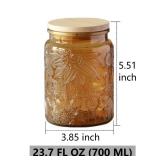 ANSQU Set of 2 Vintage Glass Kitchen Storage Jars, 23.7 FL OZ Gass Jar with Airtight Lid, Vintage Mason Jars for Home Kitchen Coffee Tea Sugar Cookie Candy Jars (Yellow, 2 Pack) - Retail: $24